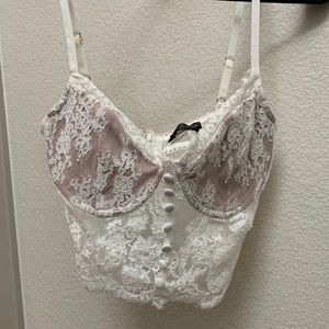 White Fox Lace Bustier Crop Top